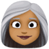 👩🏾‍🦳 woman: medium-dark skin tone, white hair display on Facebook